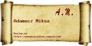Adamecz Miksa névjegykártya
